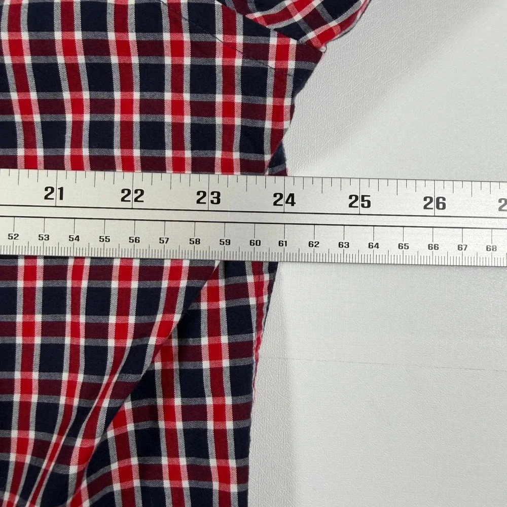 Banana Republic Shirt Check Men XL Ruby Red Plaid Cotton Button Down Long Sleeve